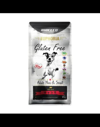 BIOFEED EUPHORIA Gluten Free Mancare uscata catei talie mica si mini, fara gluten, cu vita 12 kg