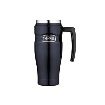 Thermos Stil Termometru impermeabil cu mâner - Albastru închis 470 ml