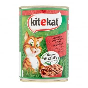 KITEKAT, Vită, pachet economic conservă hrană umedă pisici, 400g x 6