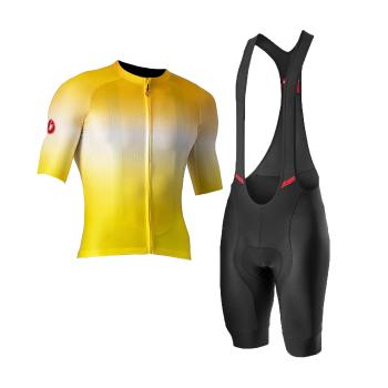 
                 CASTELLI Tricoul și pantaloni scurți de ciclism - AERO RACE 6.0 - galben/negru 
            