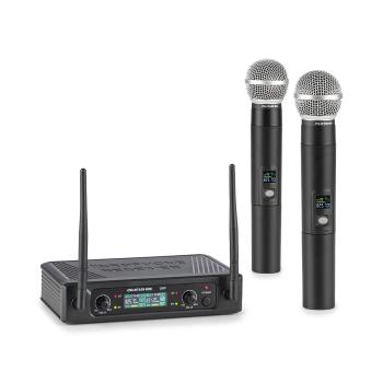 Auna Pro  UHF200F-2H, set de microfoane fără fir UHF cu 2 canale, receptor, 2 x microfon portabil, negru