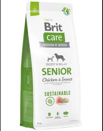 BRIT Care Dog Sustainable Senior Chicken &amp; Insect Hrana caini seniori, cu pui si insecte 12 kg