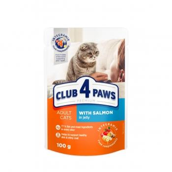 CLUB 4 PAWS Premium, Somon, plic hrană umedă pisici, (în aspic), 100g 