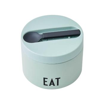 Cutie termos pentru gustare cu lingură Design Letters Eat, înălțime 9 cm, verde