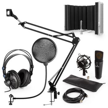 Auna MIC-900B, set de microfon USB, kit de microfon condensator V5 + braț de microfon, filtru pop, panou de absorpție pentru microfon