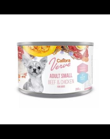 CALIBRA Dog Verve GF Adult Small Beef&amp;Chicken 200 g conserva hrana umeda fara cereale, vita si pui pentru caini de rase mici