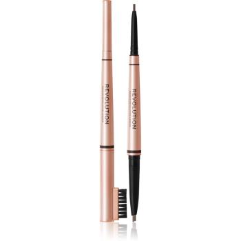 Makeup Revolution Balayage Brow creion dermatograf cu două capete pentru sprâncene cu pensula culoare Dark Brown 0,38 g