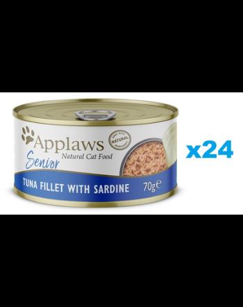 APPLAWS Cat Senior Tuna Fillet with Sardine in Jelly Hrana umeda pisica senior, cu tn si sardine in aspic 24x70 g