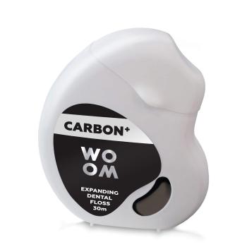 WOOM Ață dentară neagră CARBON+ (Expanding Dental Floss) 30 m