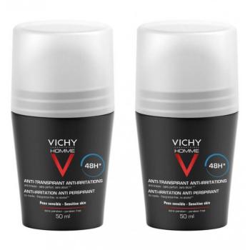 Vichy Set de deodorante pentru piele sensibilă Homme 48H Deo roll-on (Anti-Transpirant Extra Sensitive) 2 x 50 ml