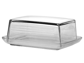 Recipient din sticlă, pentru unt Florina - transparent - Mărimea 14,5 x 12,5 x 5 cm