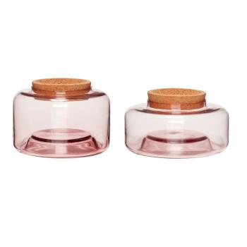 Set 2 recipiente din sticlă Hübsch Eunice, roz