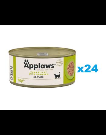 APPLAWS Cat Adult Tuna with Seaweed in Broth ton si alge 24x156 g hrana pisica