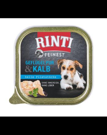 RINTI Feinest Poultry Pure&amp;Veal pasare si vitel conserva caini 150 g