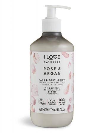 I Love Lapte hidratant pentru mâini si corp Naturals Rose & Argan (Hand & Body Lotion) 500 ml