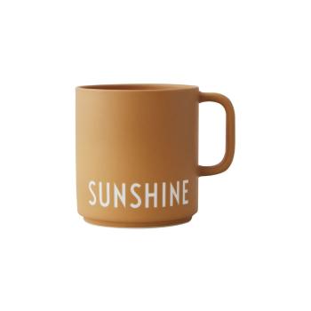 Cană din porțelan Design Letters Sunshine, galben muștar