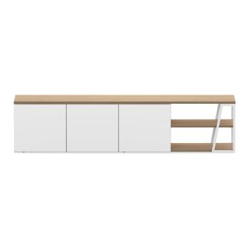 Comodă TV  albă/cu aspect de lemn de stejar 190x45 cm Albi - TemaHome