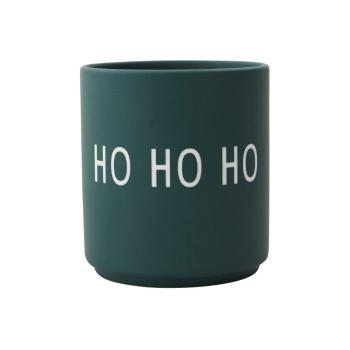 Cană din porțelan Design Letters Favourite Ho Ho Ho, verde închis