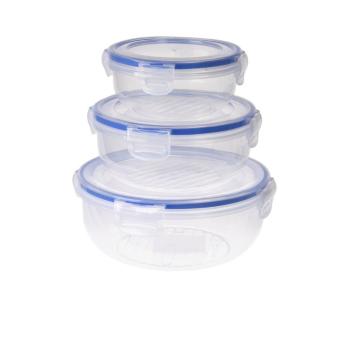 Set de caserole din plastic EH cu capac, 3 buc, 3dimensiuni