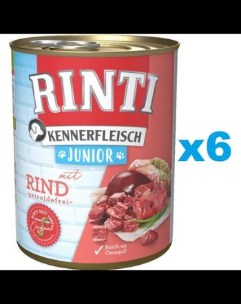 RINTI Kennerfleish Junior Beef 6x800 g cu vita, conserva hrana caine junior