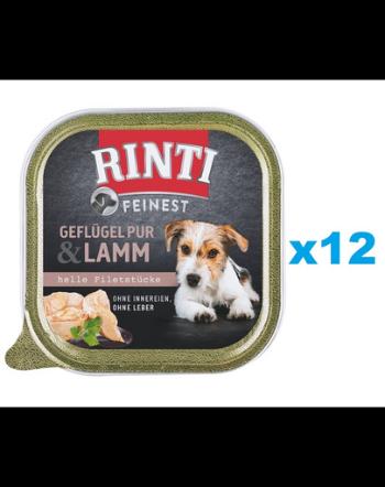 RINTI Feinest Poultry Pure&amp;Lamb pasare si miel 12x150 g hrana caini