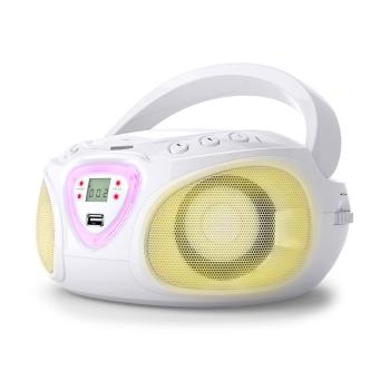 Auna Radio Boombox CD USB MP3 AM / FM Bluetooth 2.1 cu LED Culoare alb