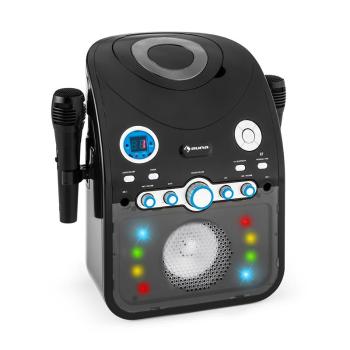 Auna Sistemul Starmaker Karaoke BK CD Bluetooth AUX LED efect de iluminat 2 x microfon