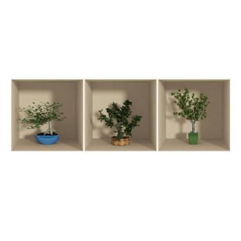 Set 3 autocolante cu efect 3D Ambiance Small Trees