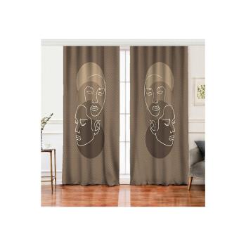 Set 2 draperii din amestec de bumbac Minimalist Home World, 140 x 260 cm, maro