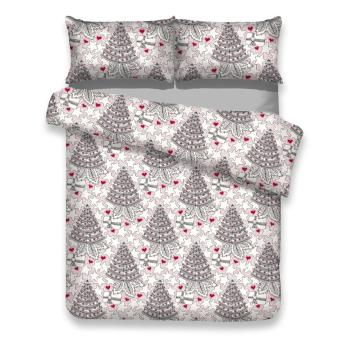 Lenjerie de pat din flanel cu motive de Crăciun pentru pat dublu AmeliaHome Merry, 160 x 200 cm