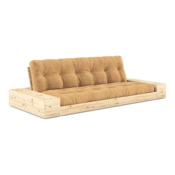 Canapea galben-muștar-maro deschis extensibilă cu tapițerie din catifea reiată  244 cm Base – Karup Design