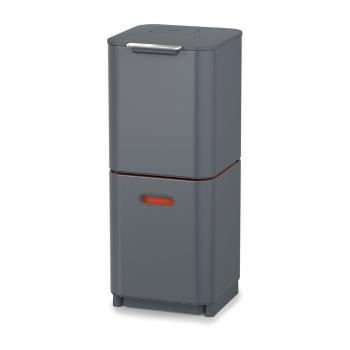 Coș de gunoi gri de reciclat din oțel 40 l Totem Compact – Joseph Joseph