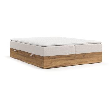 Pat boxspring în culoare naturală/maro deschis cu spațiu de depozitare 160x200 cm Faro – Maison de Rêve