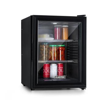 Klarstein Brooklyn 42, frigider, clasa energetică A, uși din sticlă, interior negru, negru