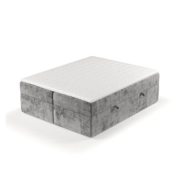 Pat boxspring gri cu spațiu de depozitare 200x200 cm Yoko – Maison de Rêve