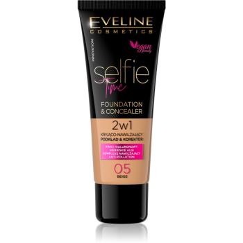 Eveline Cosmetics Selfie Time make-up si corector 2 in 1 culoare 05 Beige 30 ml