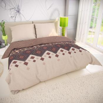 Lenjerie de pat din bumbac Coffee - bej/maro - Mărimea pat dublu 220x200+2x 70x90 cm
