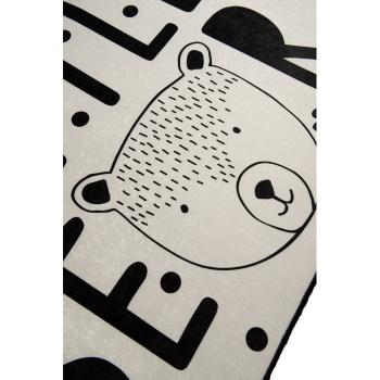 Covor antiderapant pentru copii Conceptum Hypnose Little Bear, 100 x 160 cm, alb - negru