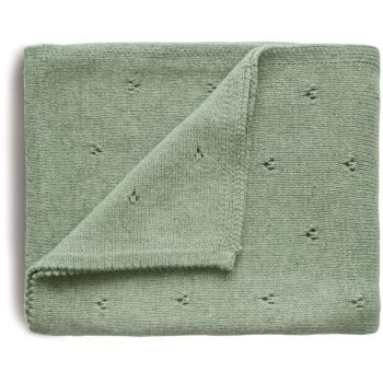 Mushie Knitted Pointelle Baby Blanket pled împletit pentru copii Sage 80 x 100cm 1 buc