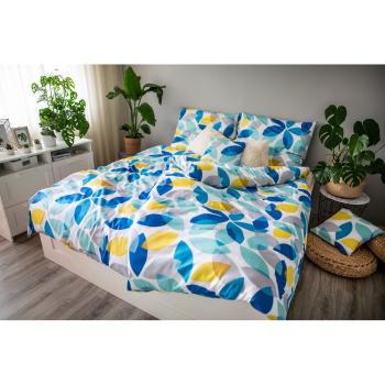 Lenjerie de pat din bumbac satinat Cotton House Spring, 140 x 200 cm, albastru - verde