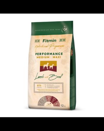 FITMIN Dog Nutritional Programme Medium Maxi Performance Lamb&amp;Beef 12 kg Hrana pentru caini adulti de talie medie si mare cu un nivel de activitate foarte ridicat