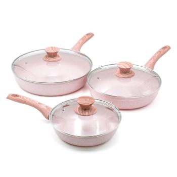 Set 3 tigăi cu capac Bisetti Stonerose Rose Gabriele