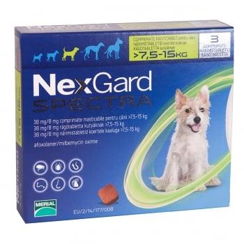 NEXGARD Spectra, comprimate masticabile antiparazitare, câini 7.5-15kg, 3 comprimate