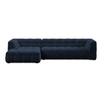 Colțar cu tapițerie din catifea și șezlong pe partea stângă Windsor & Co Sofas Vesta, albastru