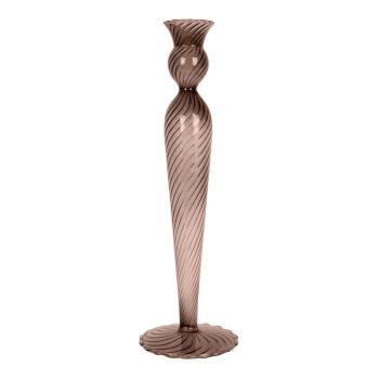 Sfeșnic din sticlă PT LIVING Swirl, înălțime 26,5 cm, maro