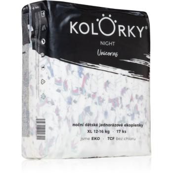 Kolorky Night Unicorn scutece ECO de unică folosință pentru ingrijire de noapte si protectie marimea XL 12-16 Kg 17 buc