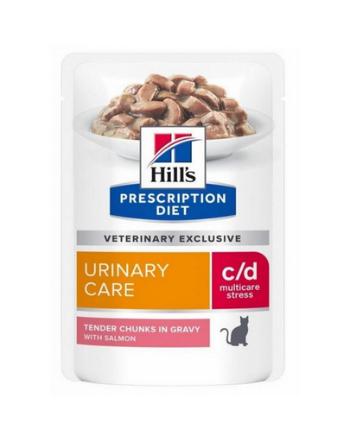 HILL'S Prescription diet Feline c/d urinary Stress somon 12x85 g hrana pisici, plic