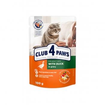 CLUB 4 PAWS Premium, Rață, plic hrană umedă pisici, (în sos), 100g 