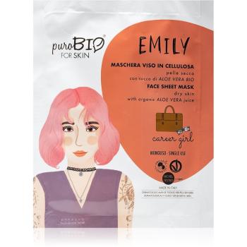 puroBIO Cosmetics Emily Career Girl mască textilă hidratantă cu aloe vera 15 ml