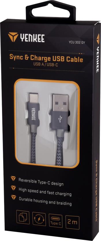 Cablu de sincronizare si incarcare USB tip C 2m - gri - Mărimea 2 m
